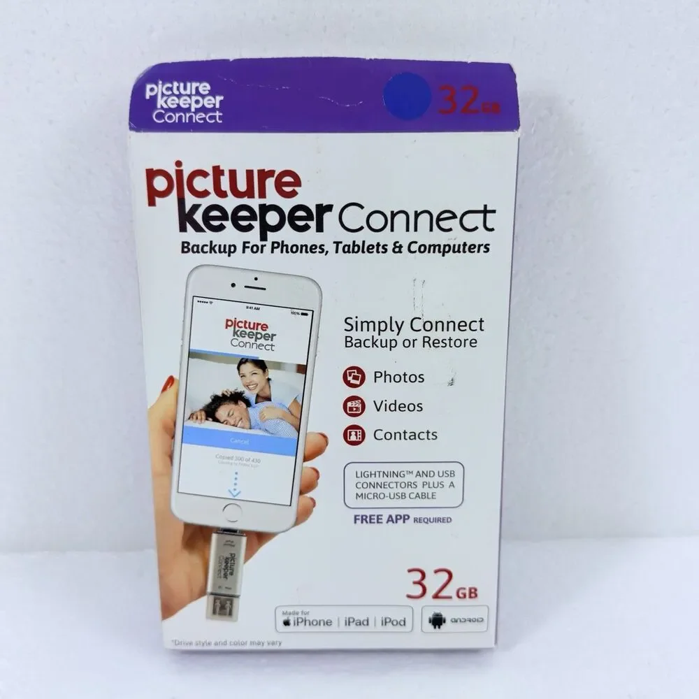 Picture Keeper Connect 32GB Photo Backup Drive iPhone Android Computer New